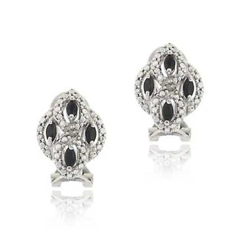 Sterling Silver Sapphire & Diamond Accent Earrings