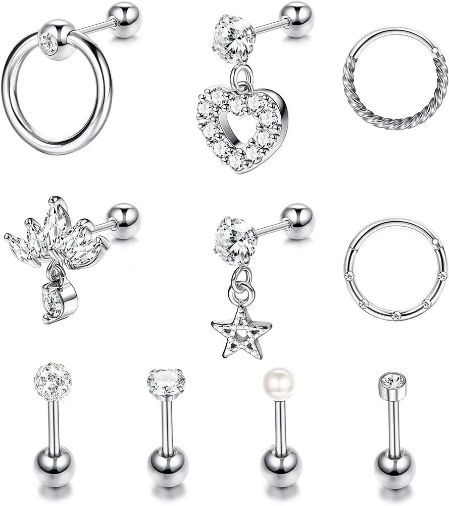 Knorpel Tragus Ohrringe Studs Barbell Lippenringe Chirurgische Stahl Septum Ring Hoop Ohr Helix Daith Rook Nase Piercing für Frauen Männer
