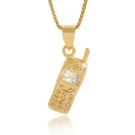 18 Karat Gold über Sterling Silber Mini Handy Anhänger