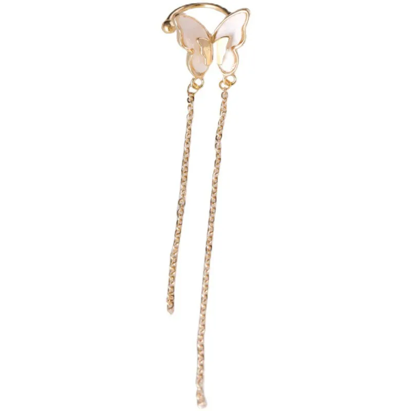 Herbst Fairy Butterfly Kette Long Tassel Ohr Clip Weibliche einfache Persönlichkeit Ohrlos Ohr Ornament