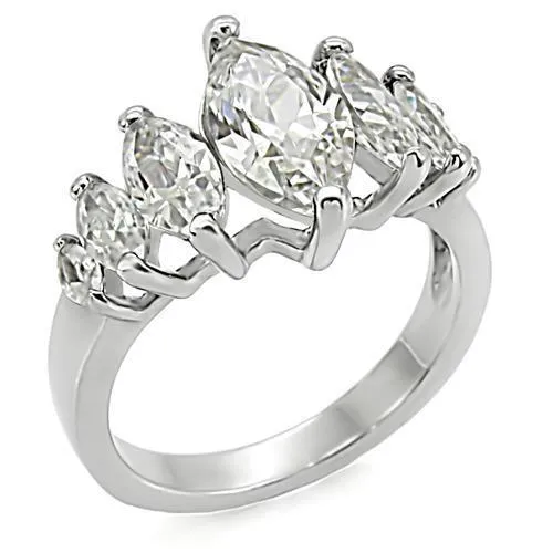 TK006 - Hochpolierter (ohne Beschichtung) Edelstahlring mit AAA-Klasse CZ in Clear