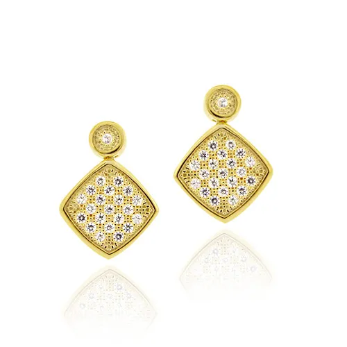 18 Karat Gold über Sterling Silber CZ Micro Pave Ohrringe