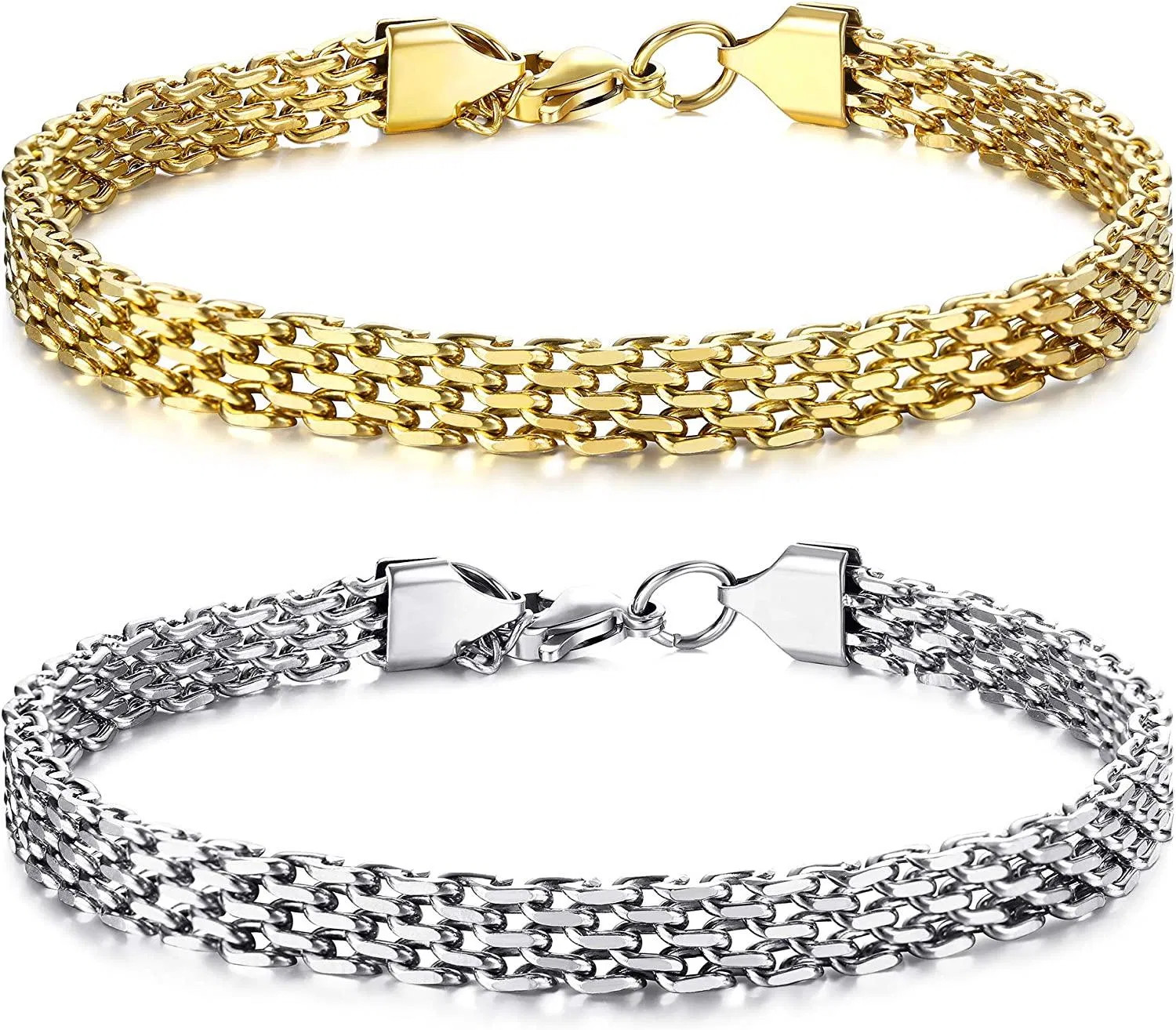 2pcs Edelstahl Armbänder für Frauen Männer Gold Paare Passend beste Freundschaft Charm Link Armbänder Sets Geschenk für Valentinstag