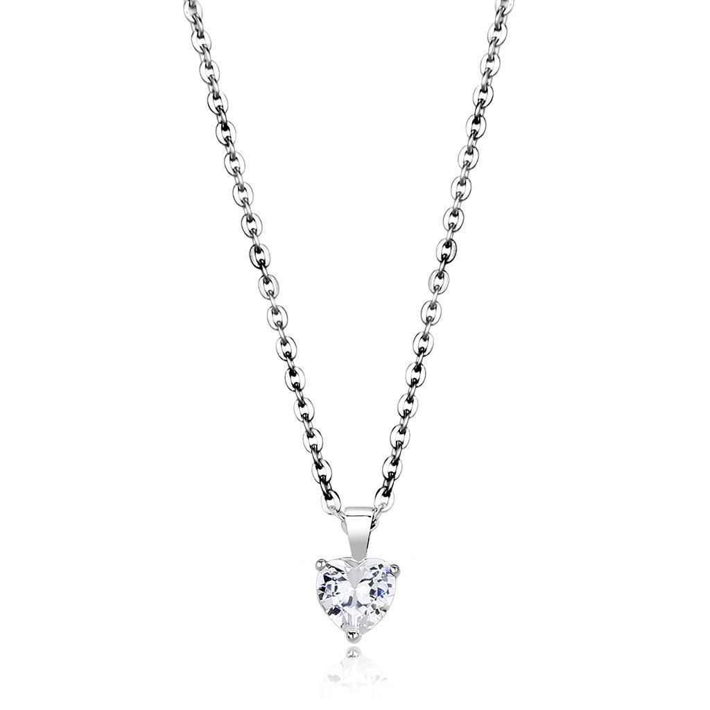LO4171 - Rhodium-Brass - Kettenhänger mit AAA-Klasse CZ in Clear