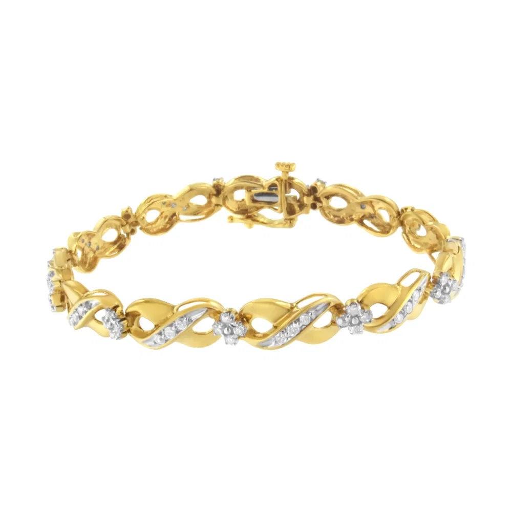 10 Karat Gelbgold Round-Cut Diamant Infinite Love Armband (1.00 cttw, I-J Farbe, I2 - I3 Klarheit)
