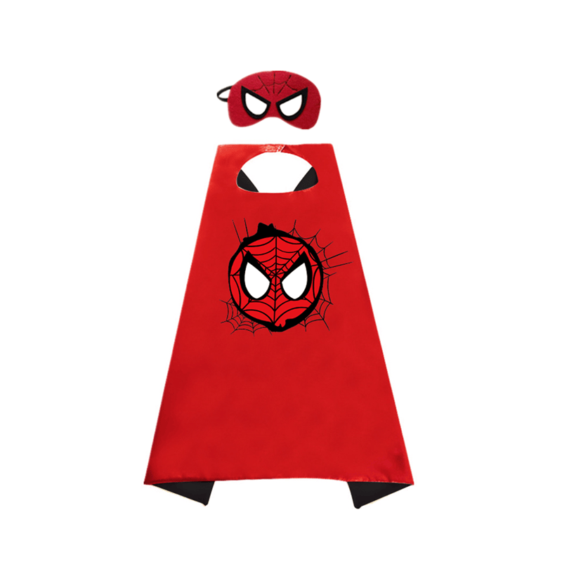 Neues Superhelden-Kinder - Mäntel und Masken Spiderman-Kostüm Doppelkappe Superhelden-Kinder - Cosplay 3 - 12 - jähriger Junge Halloween-Geschenk