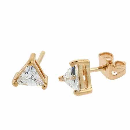 18 Karat Gold über Sterling Silber CZ 6mm Dreieck Stud Ohrringe