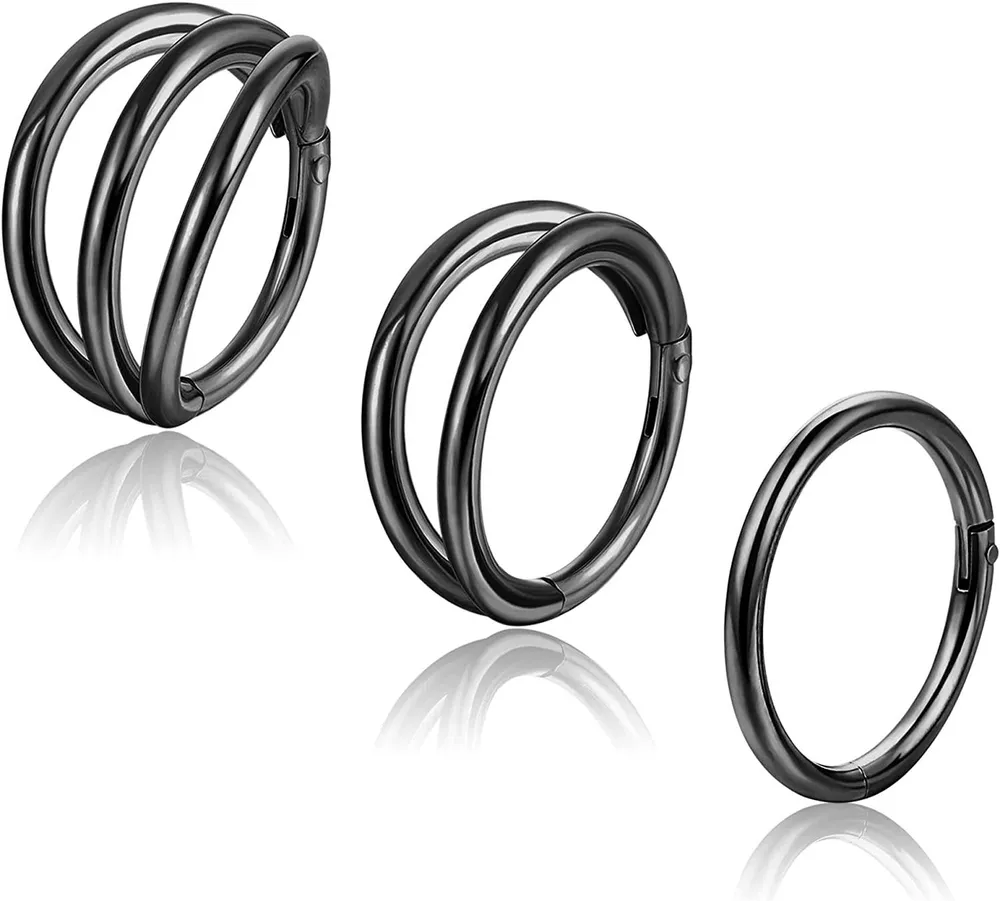 18G Septum Ring Clicker Daith Ohrringe 316L chirurgische offene Stack Dreifach / Doppel-Nase - Ring-Hoop - Conch Rook Helix Tragus Piercing für Frauen 8mm 10mm