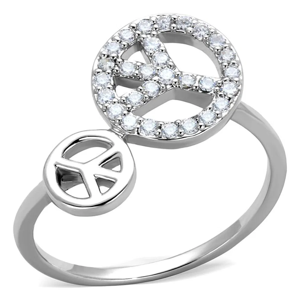 3W853 - Rhodium-Messing - Ring mit AAA-Klasse CZ in Clear