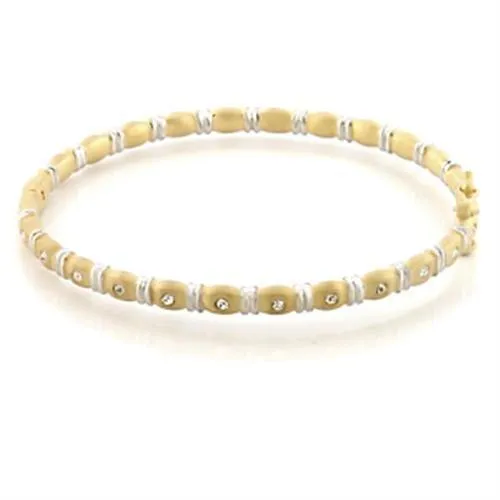 LO331 - Matte Gold & Rhodium Brass Armband mit Top-Grade - Kristall in Clear