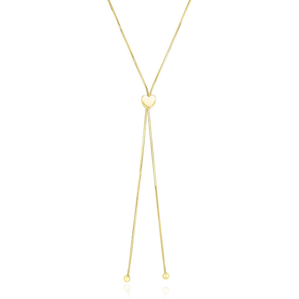 14 Karat Gelbgold verstellbares Herz-Stil Lariat Halskette