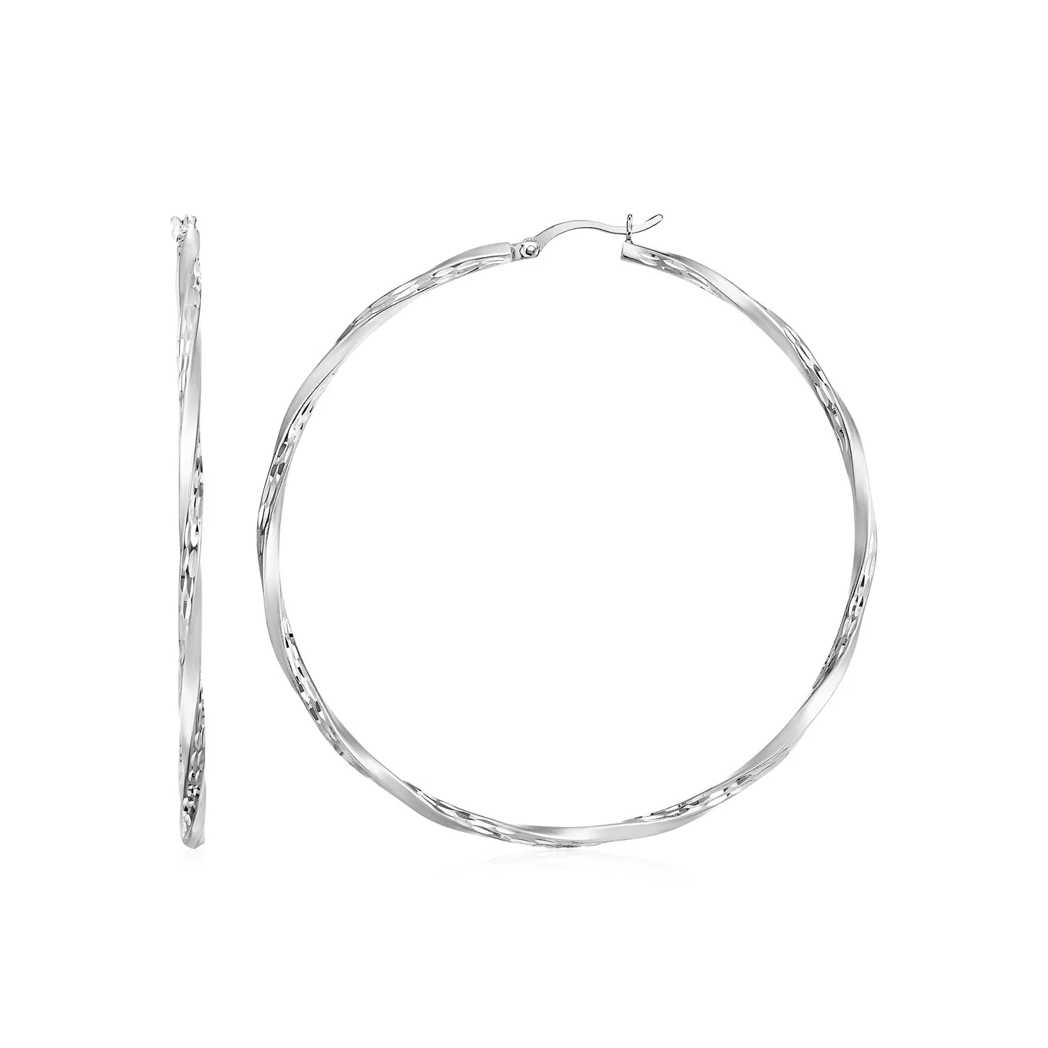 Matte und texturisierte Twisted Hoop Ohrringe in Sterling Silber (50mm)
