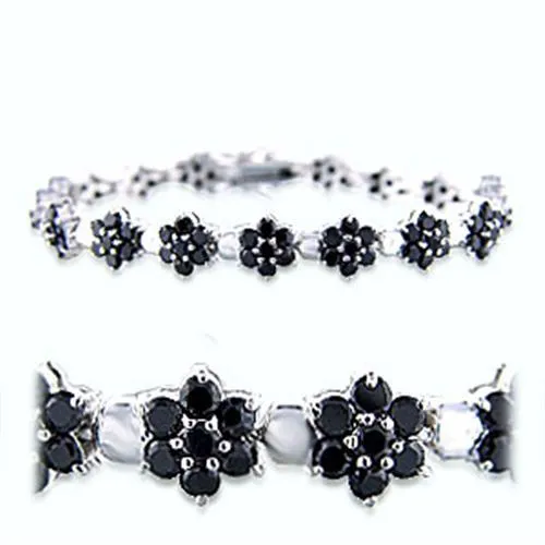 36706 - Rhodium-Brass - Armband mit AAA-Klasse CZ in Jet