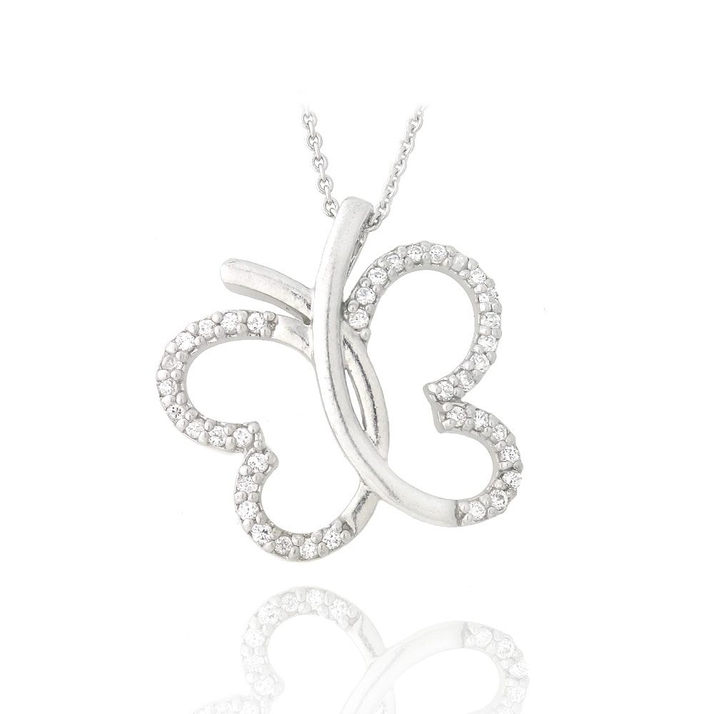 Sterling Silber CZ Schmetterlings-Slide - Halskette