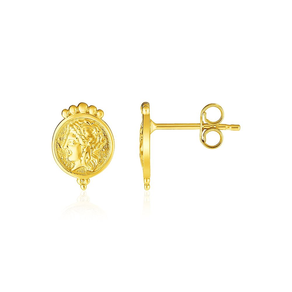 14 Karat Gelbgold Cameo Motif Post Ohrringe
