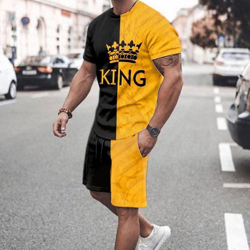 3D-T - Shirt Digital-Druck - Kurzärme-Shorts - Anzug Männer Casual Strand Hose Zwei-Teil - Set