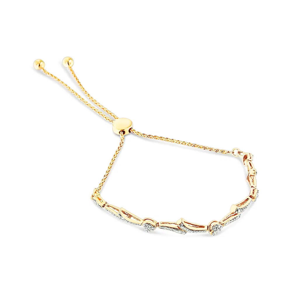 .925 Sterling Silber Diamant Akzent Herz und Welle Bolo Link Armband (I-J Farbe, I2 - I3 Klarheit) - 6