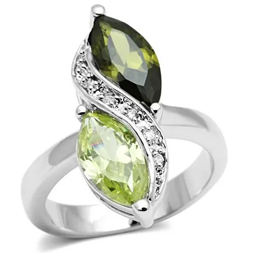 3W033 - Rhodium-Messing - Ring mit AAA-Klasse CZ in mehrfarbigen Farben