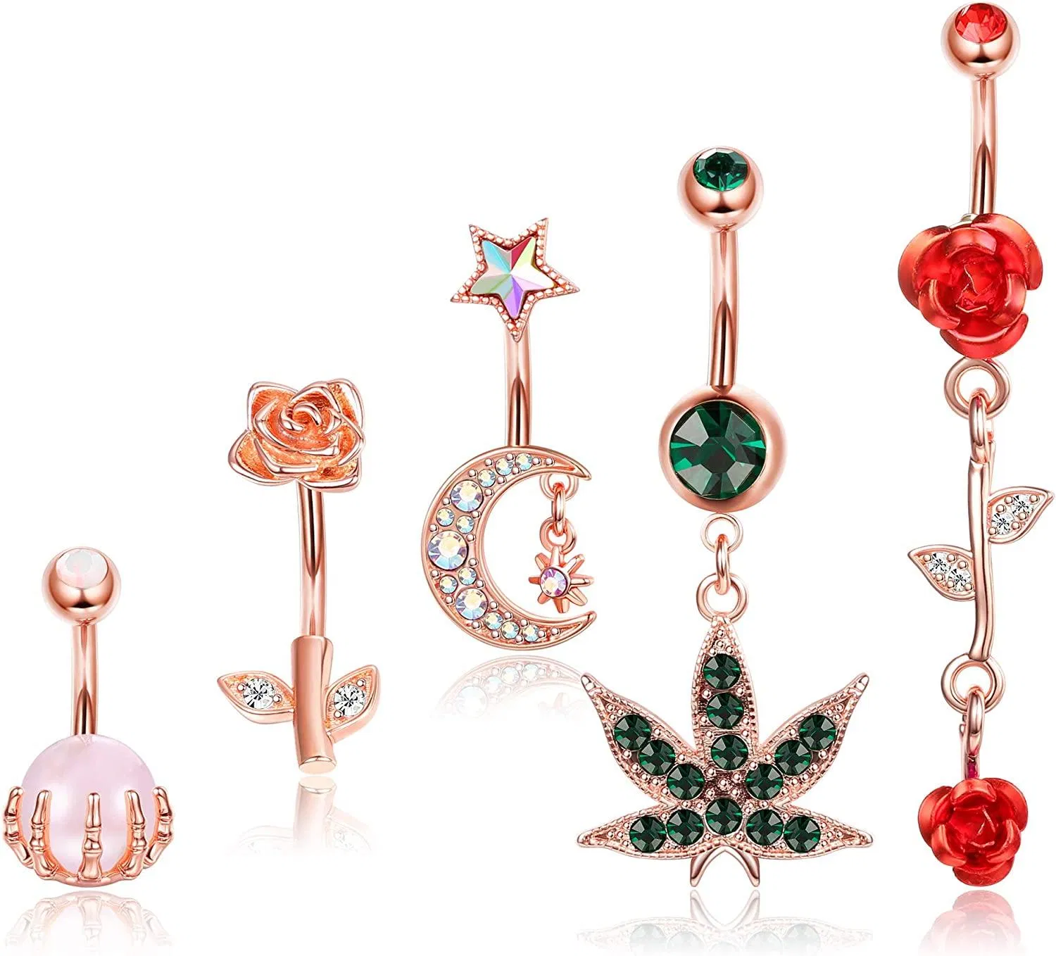 Bauchknopfringe für Frauen Bauchringe 14G Edelstahl Nabelringe Nabel Piercing Schmuck
