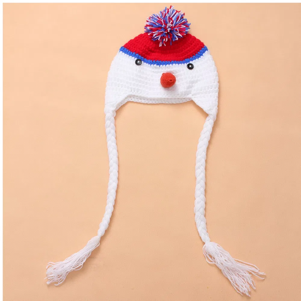Hand gestrickte Wollhut Erwachsener Hut süßer Schneemann Form gestrickter Hut