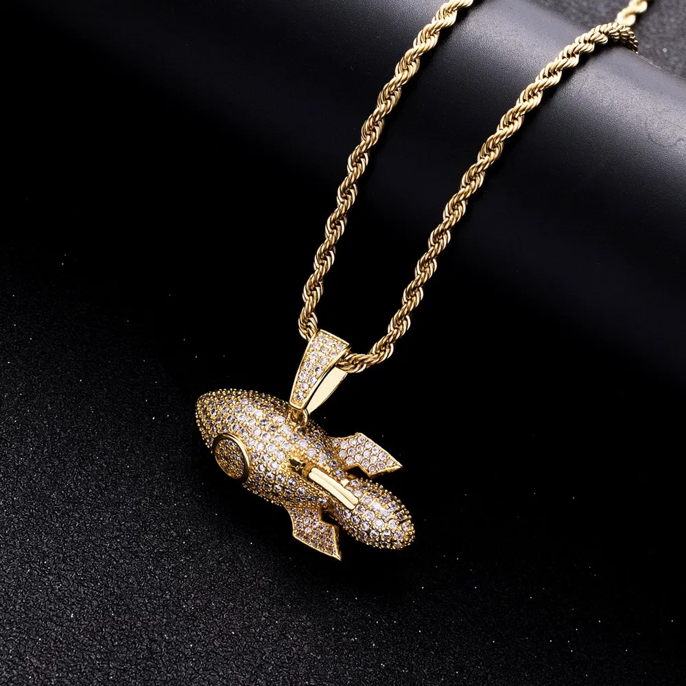 Halskette Rakete Anhänger Micro Inlaid Zircon Männer Hiphop
