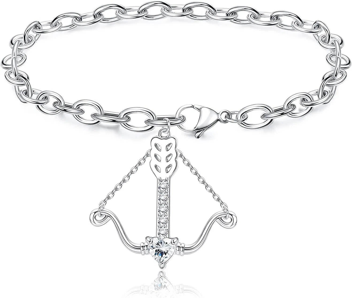 Paar Kette Armband für Frauen Männer verstellbar 5A CZ Bogen und Pfeil Chunky Link Kette Armband Schmuck Geschenk für Freundin