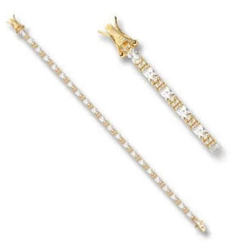 47402 - Gold-Messing - Armband mit AAA-Klasse CZ in Clear