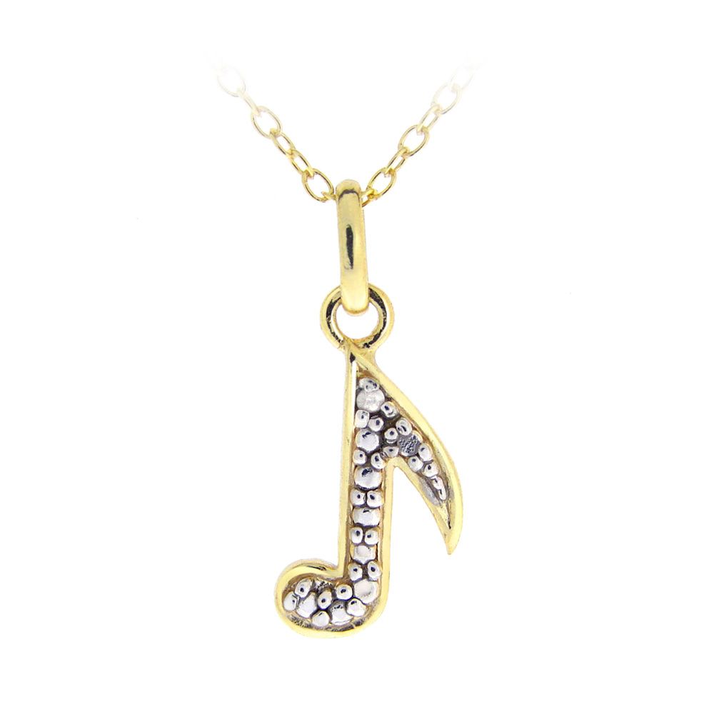 18 Karat Gold über Sterling Silber Diamant Akzent Musical Note