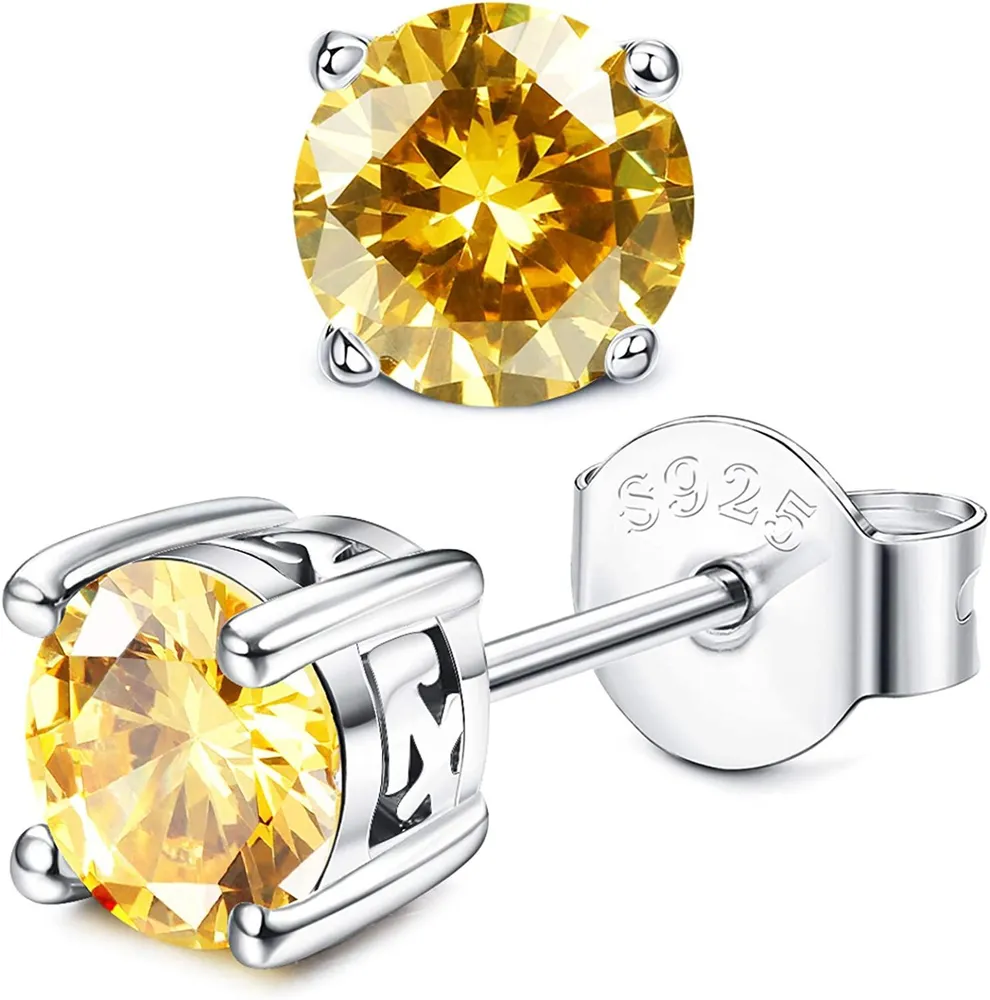 925 Sterling Silber Geburtsstein Ohrringe für Frauen Männer Horoskop Hypoallergenen Stud Ohrringe