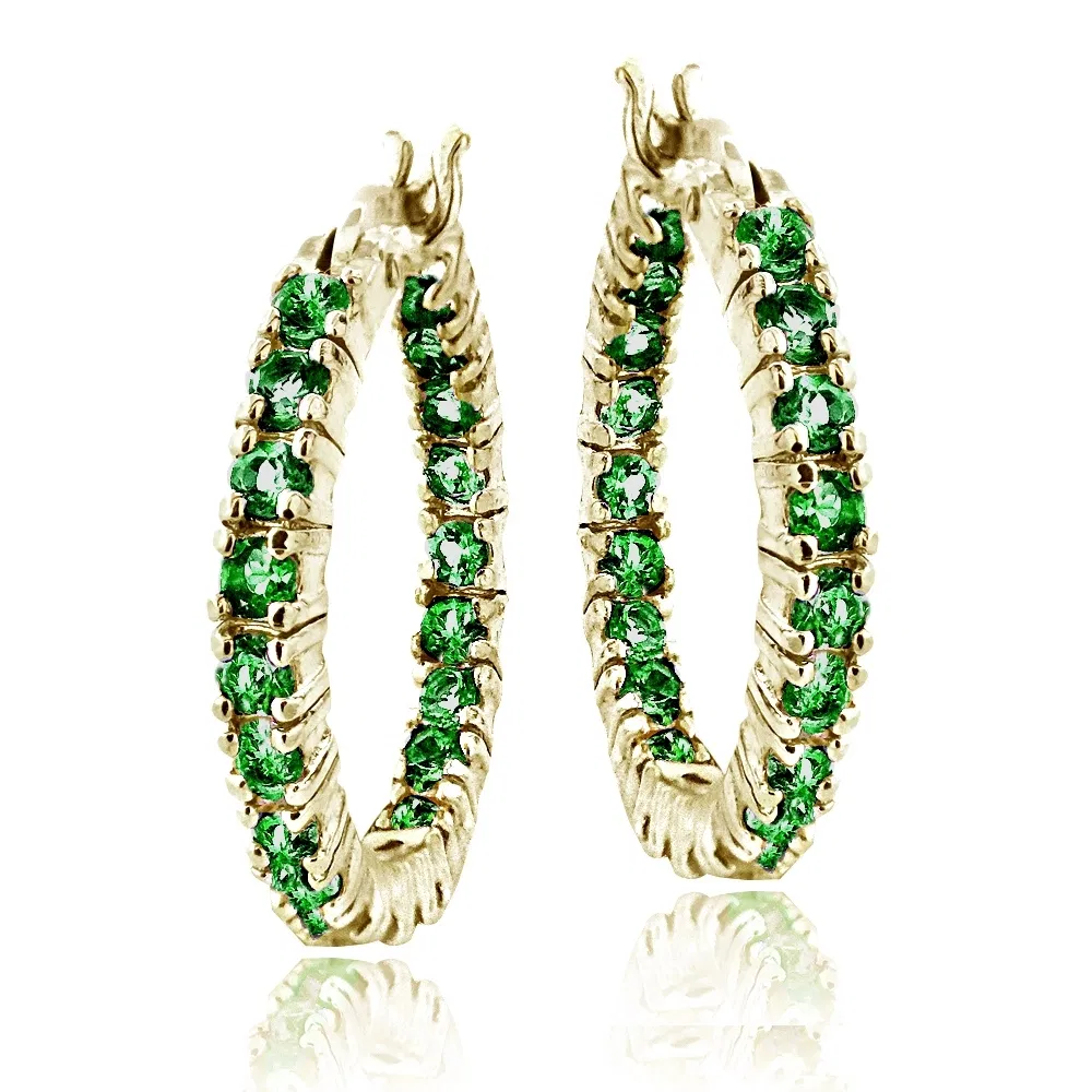 Gold Tone erschaffen Smaragd Inside Out Hoop Ohrringe