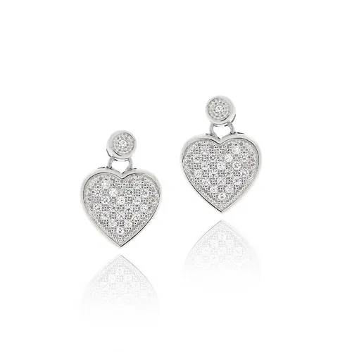 Sterling Silber CZ Micro Pave Herz Dangle Ohrringe