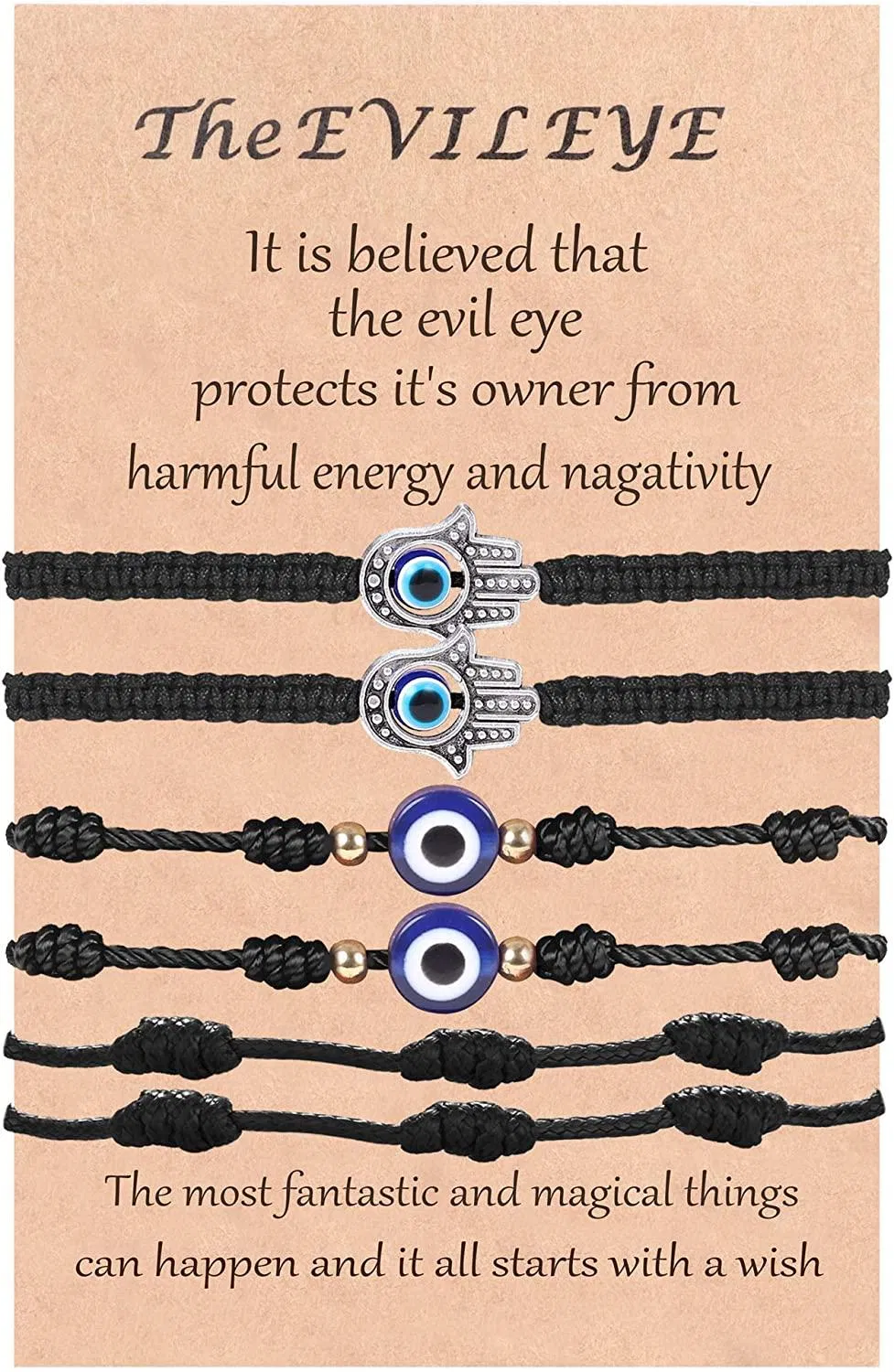 6pcs 7 Knoten Lucky Armbänder Evil Eye String Kabbala Armbänder Hamsa Handgewebe einstellbare rote String Amulett für Frauen Männer