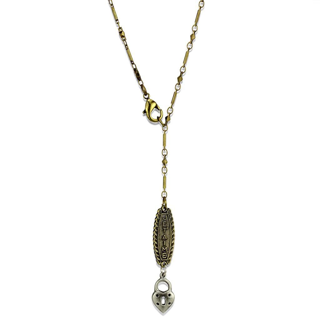 LO3823 - Gold + Antique Silber Weiß Metall Kette Anhänger ohne Stein