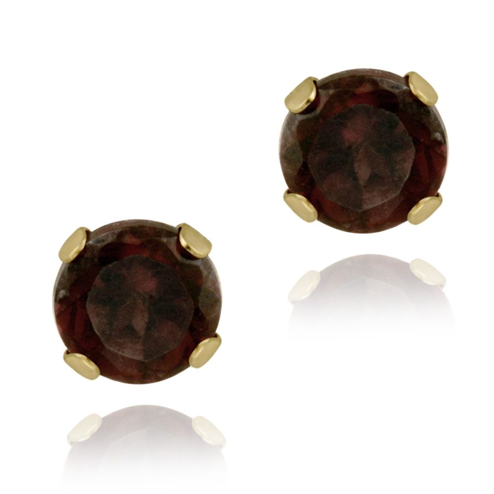 18 Karat Gold über Sterling Silber 2/3ct Garnet Stud Ohrringe, 4mm