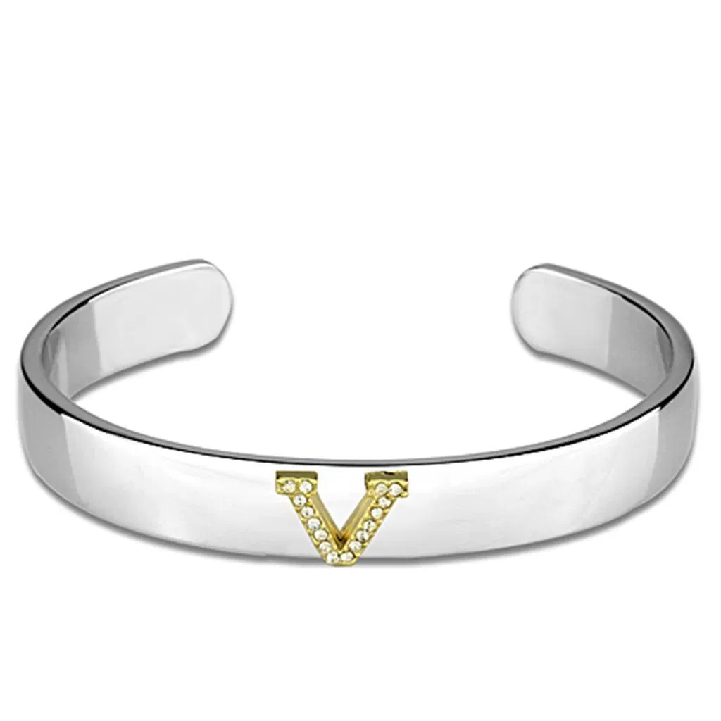 LO3632 - Umgekehrte Zwei-Ton - Weißmetall-Armbänder mit Top-Grade - Kristall in Clear