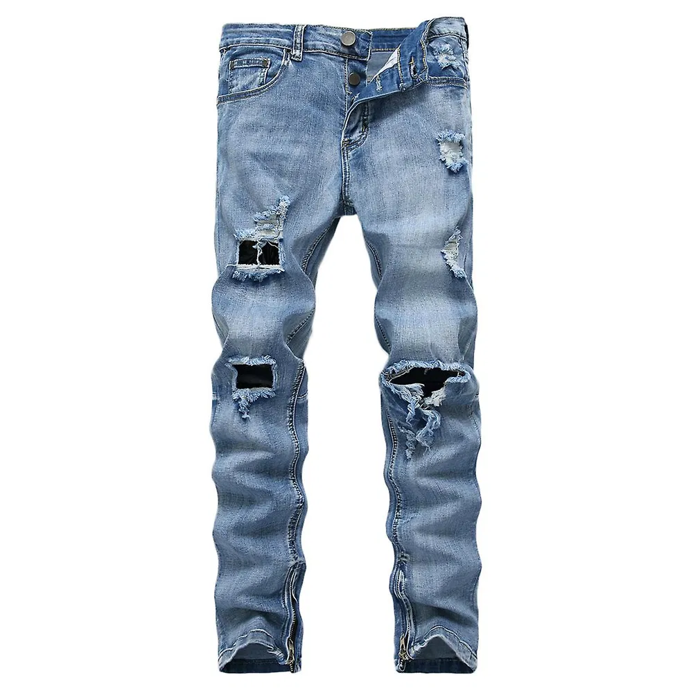 Männer Biker Jeans Stretched Moto Denim Pants