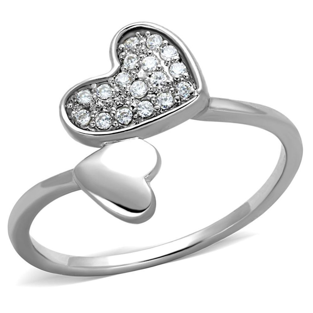 3W867 - Rhodium-Messing - Ring mit AAA-Klasse CZ in Clear