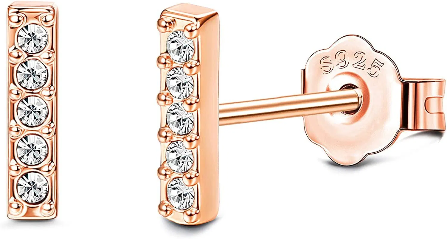 925 Sterling Tiny Bar Stud Ohrringe Cubic Zironia Minimalism Line Stick Ohrringe für Frauen Männer Geburtstag Jubiläum Schmuck