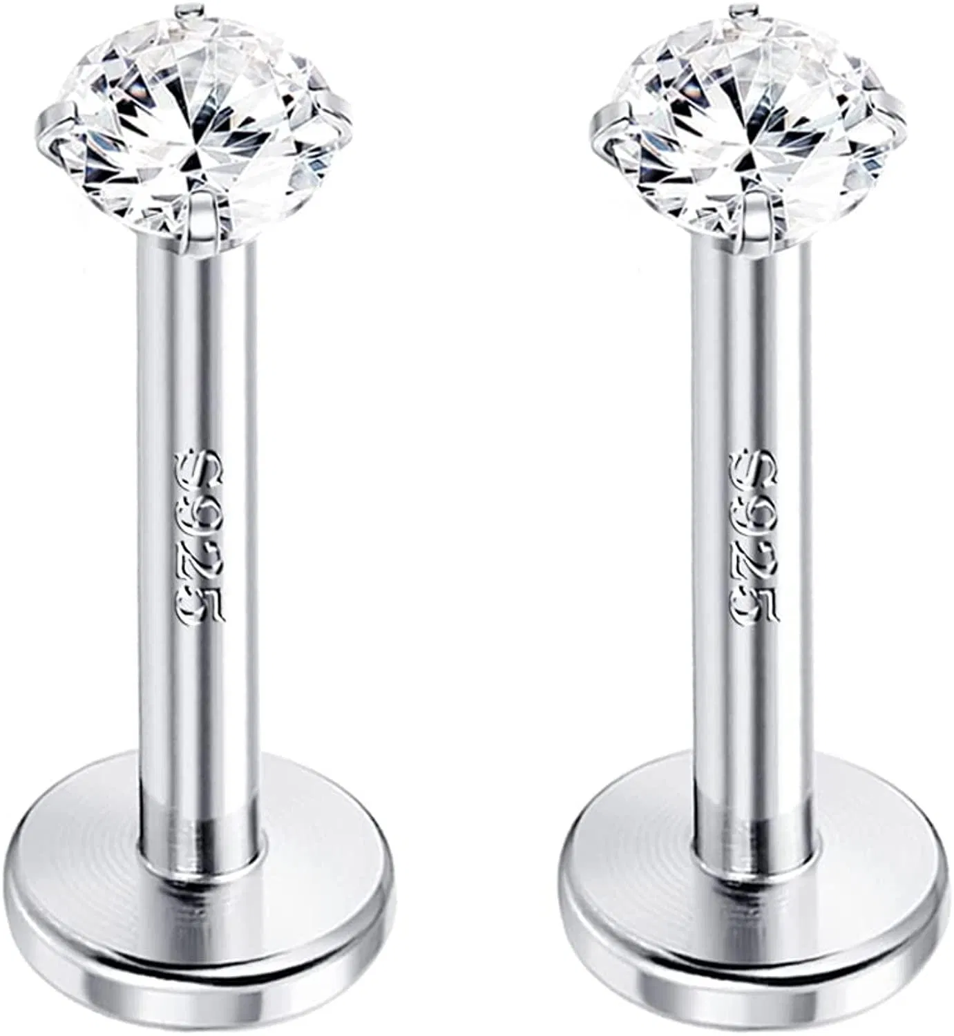 Sterling Silber 16g Tragus Piercing Schmuck Medusa Helix Knorpel Labret Monroe Stud Ohrringe Innern Gewinde Ball CZ Top für Frauen Männer 1 Stück