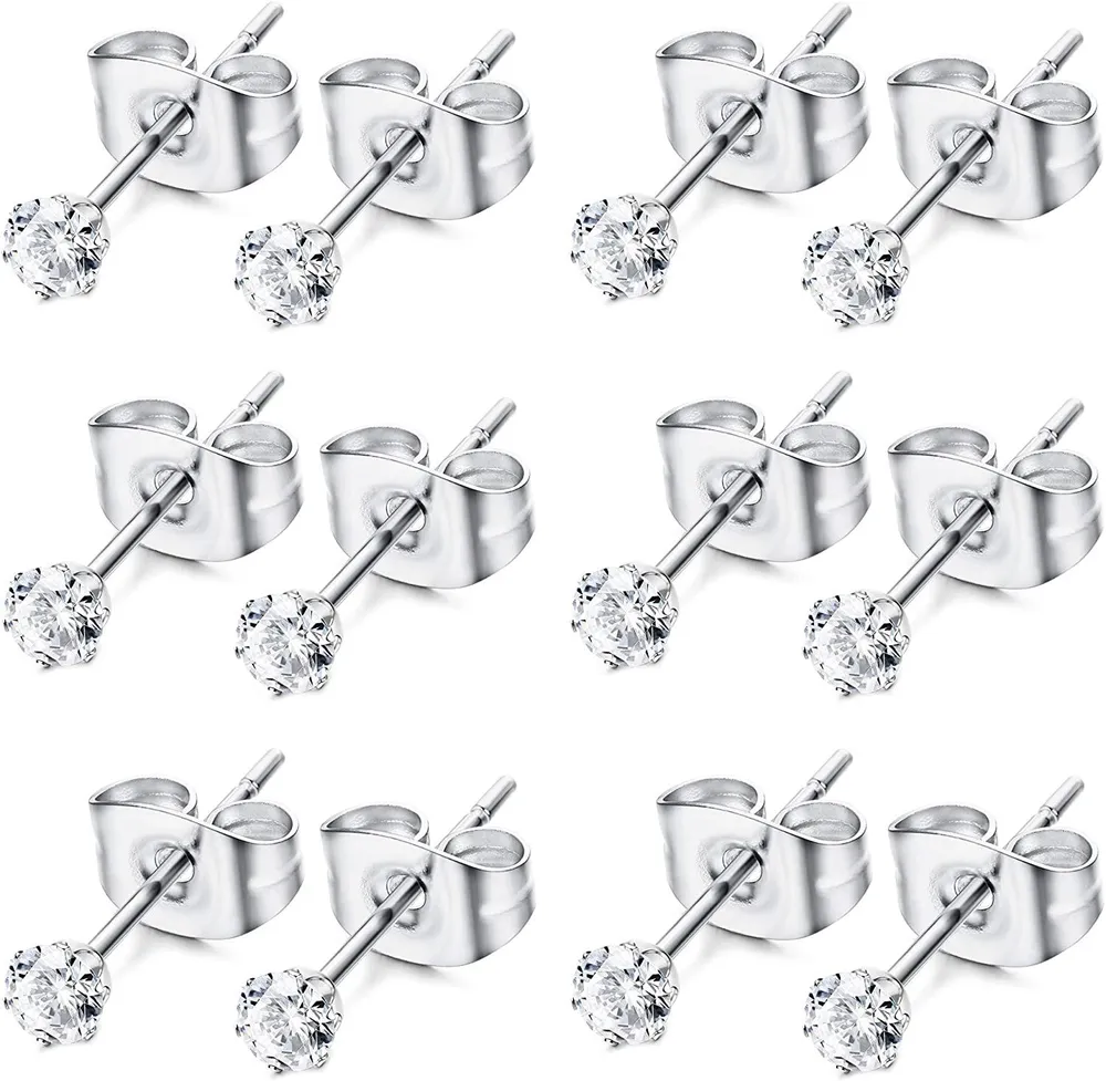 3MM CZ Ball Stud Ohrringe für Frauen Männer Edelstahl Tragus Helix Knorpel mehrere Ohr Piercing Studs