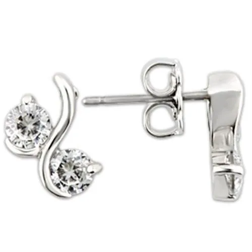 0W176 - Rhodium 925 Sterling Silber Ohrringe mit AAA-Klasse CZ in Clear