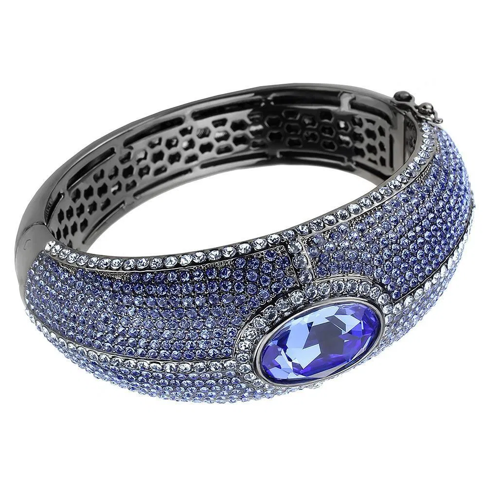 LO4283 - TIN Cobalt Schwarz Brass Armband mit Top-Grade - Kristall in Saphir