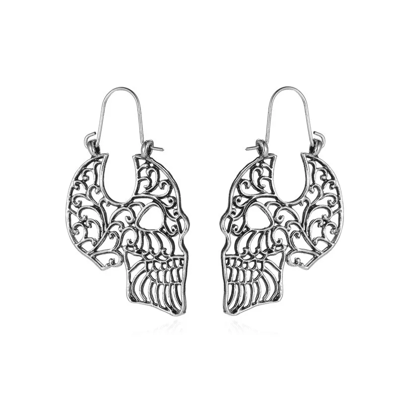 Kreative Vintage Openwork geschnitzt Skull Ohrringe