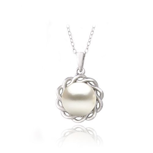 Sterling Silber Frischwasser Kultiviert Perle Twisted Blumen Halskette