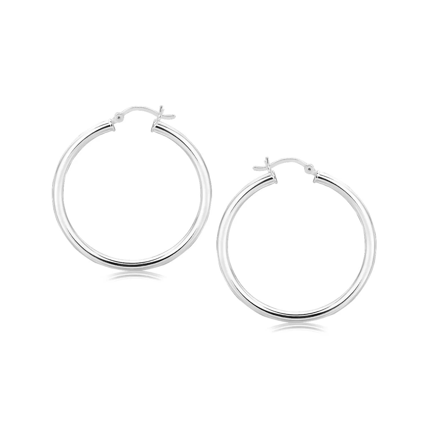 Sterling Silber Rhodium Plated Polished Motif Hoop Ohrringe (3x35mm)
