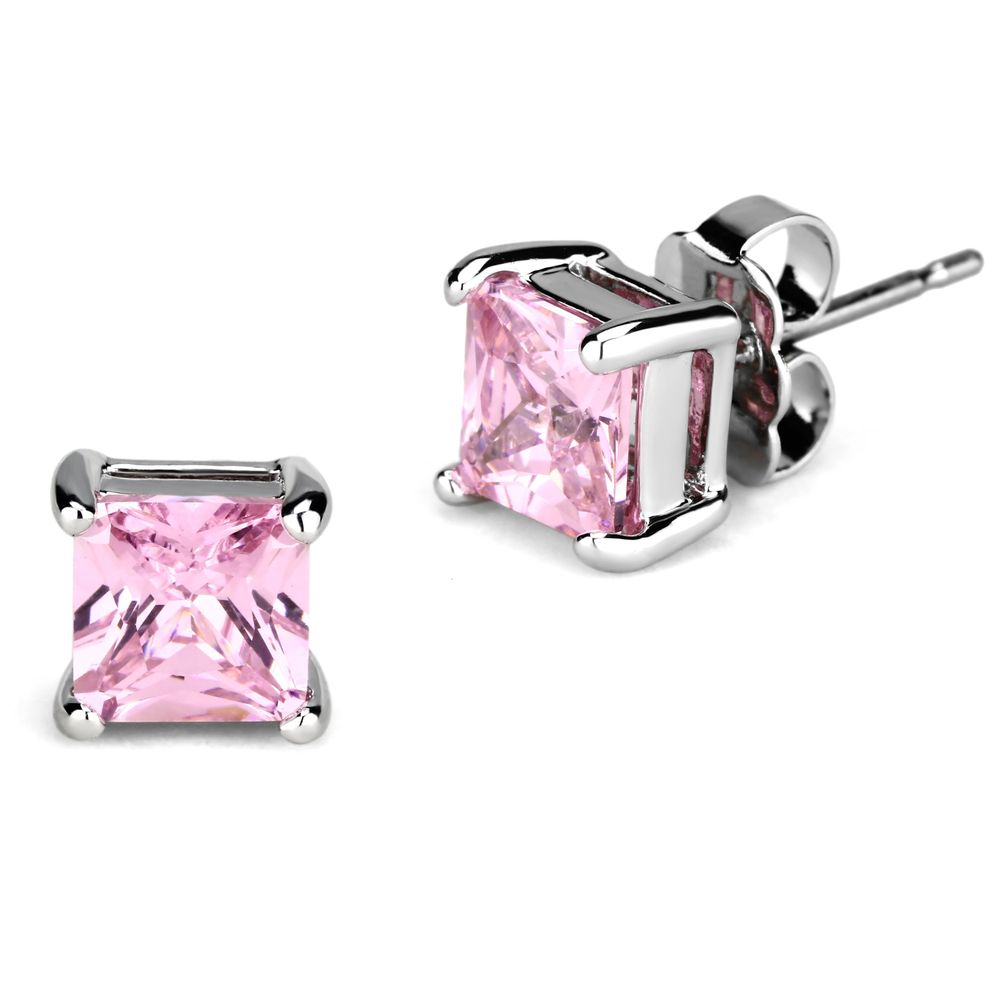 TK3W538 - Hochpolierter (ohne Beschichtung) Edelstahl-Ohrring mit AAA-Klasse CZ in Rose