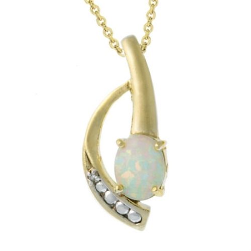 18 Karat Gold über Sterling Silber Diamant Akzent & Opal Anhänger
