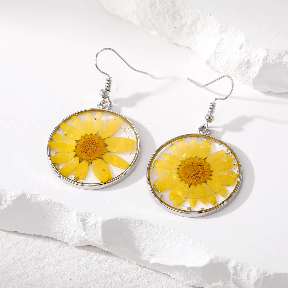 Transparente personalisierte Mode Retro einfache kleine natürliche trockene Blumen Ohrringe