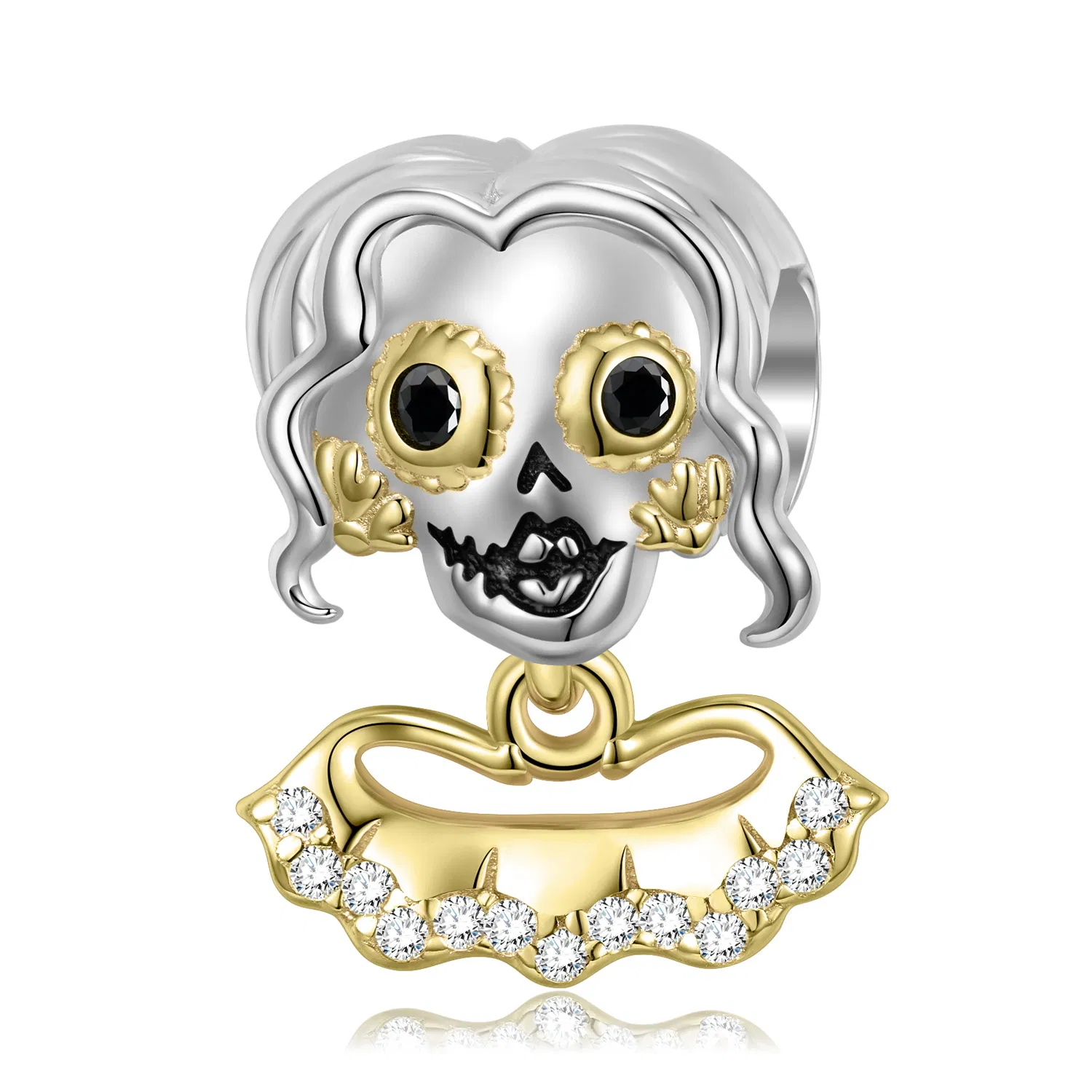 Skull Lady Beads Gold Plated Mode Persönlichkeit
