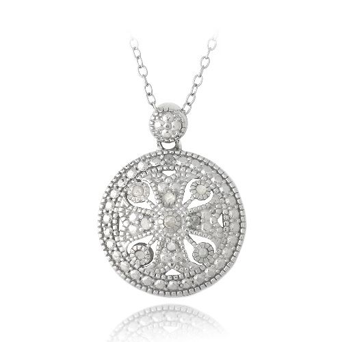 Sterling Silber 1 / 10ct Diamant Round Filigree Halskette